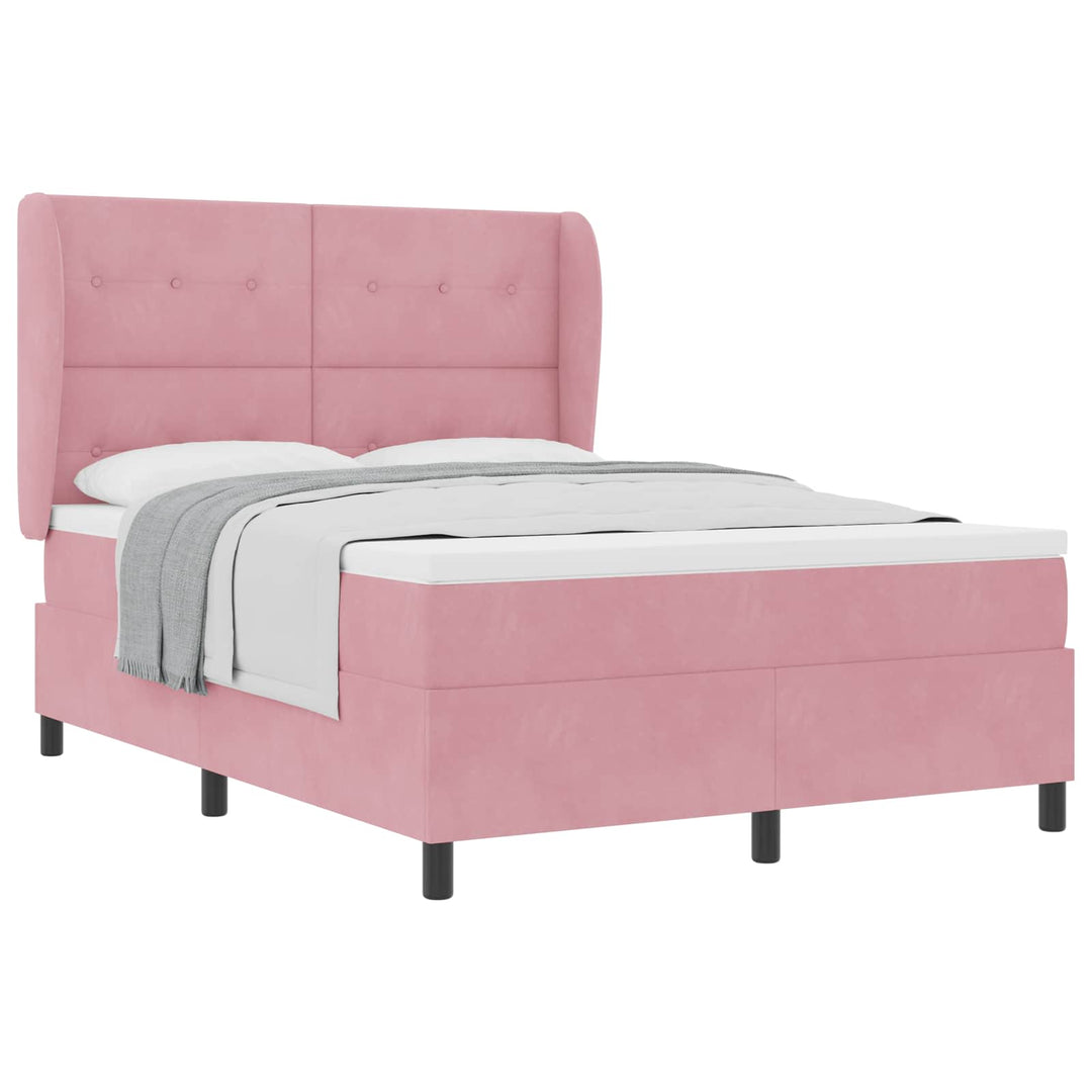 Box spring seng med madras Lyserød 190 x 140 cm Fløjl