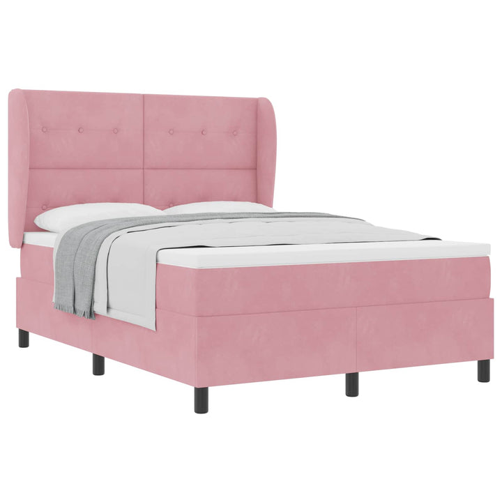 Box spring seng med madras Lyserød 190 x 140 cm Fløjl
