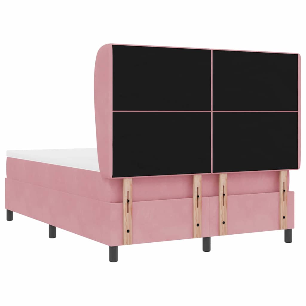 Box spring seng med madras Lyserød 190 x 140 cm Fløjl