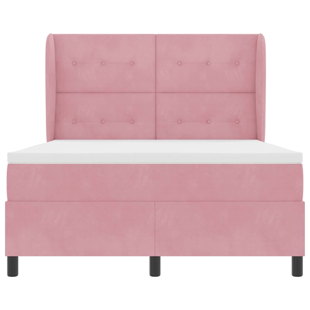 Box spring seng med madras Lyserød 190 x 140 cm Fløjl
