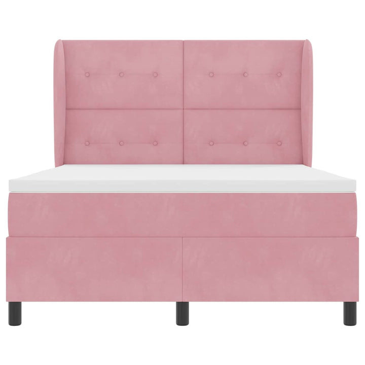 Box spring seng med madras Lyserød 190 x 140 cm Fløjl