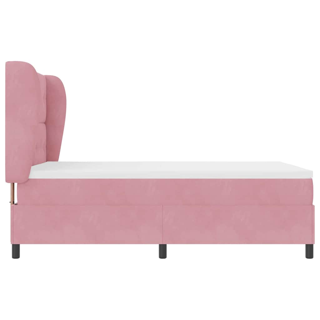 Box spring seng med madras Lyserød 190 x 140 cm Fløjl