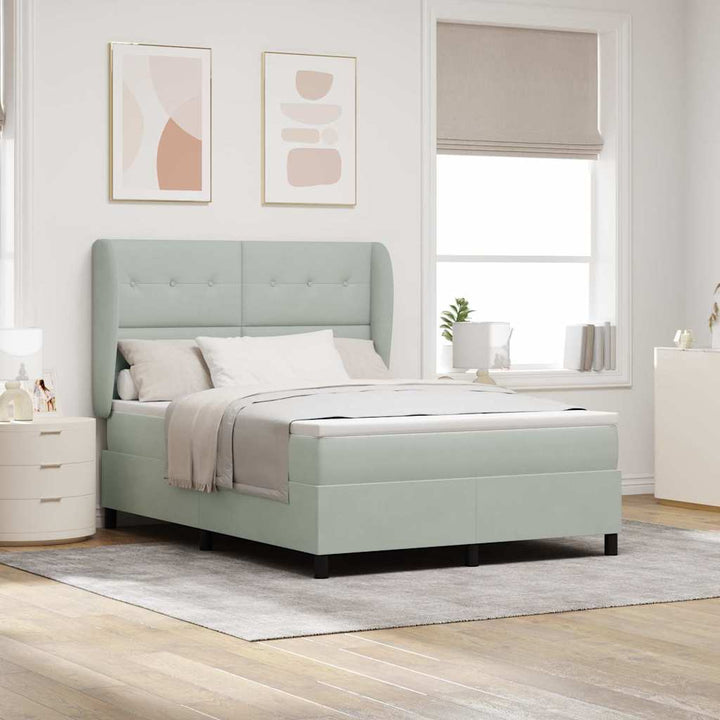 Box spring seng med madras Lysegrå 200 x 140 cm Fløjl