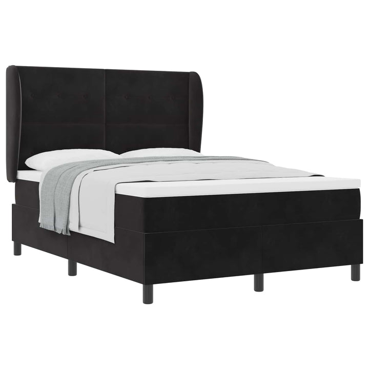 Box spring seng med madras Sort 200 x 140 cm Fløjl