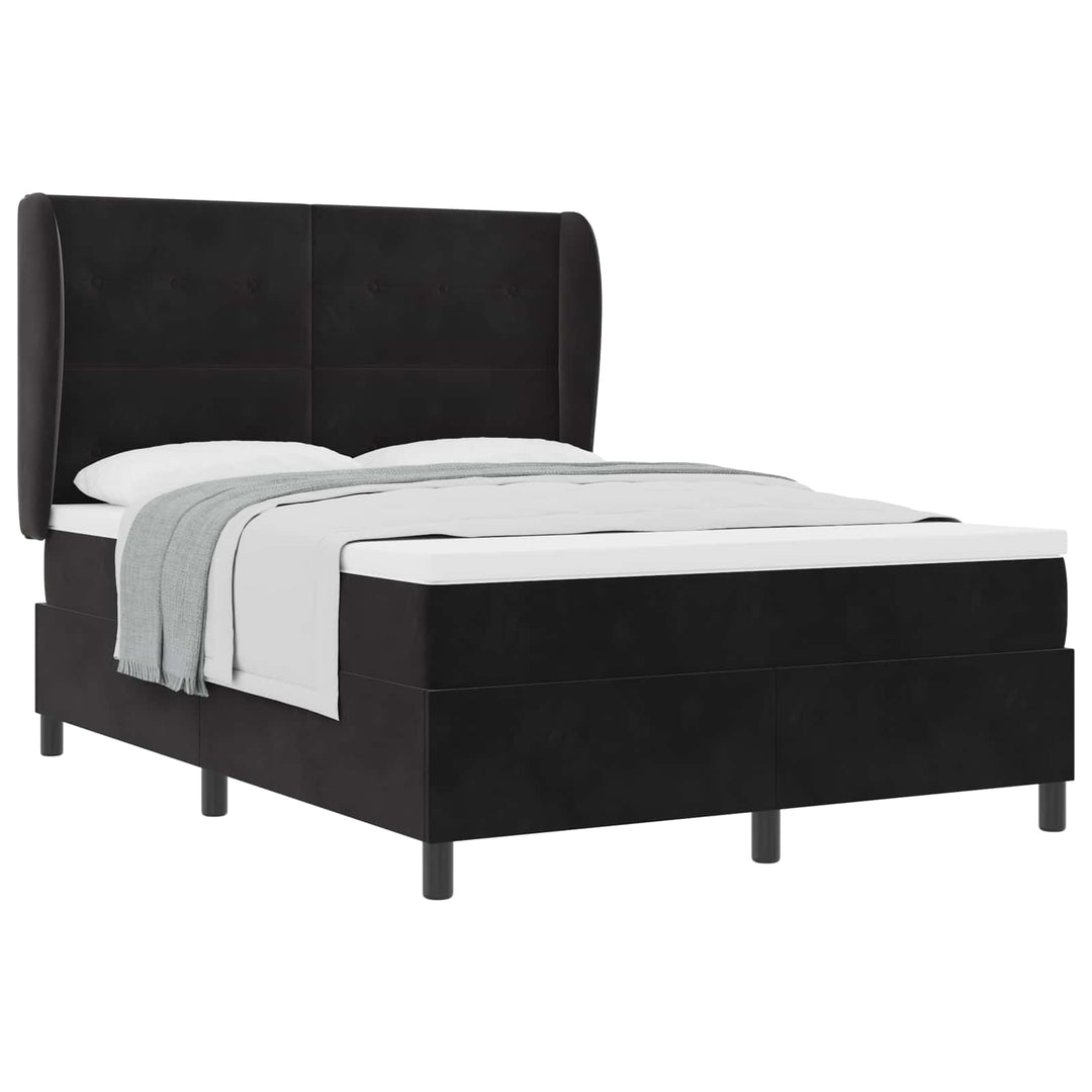 Box spring seng med madras Sort 200 x 160 cm Fløjl