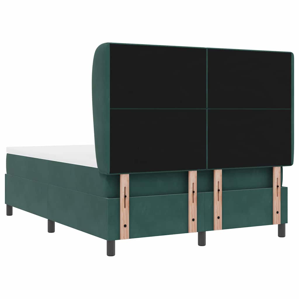 Box spring seng med hovedgærde Mørkegrøn 200 x 160 cm Fløjl