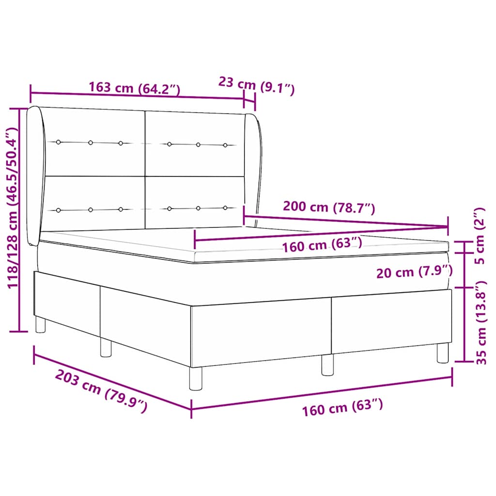 Box spring seng med madras Mørk blå 200 x 160 cm Fløjl