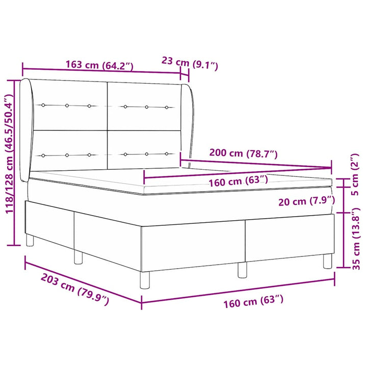 Box spring seng med madras Mørk blå 200 x 160 cm Fløjl