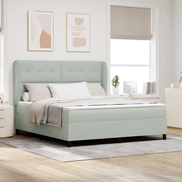 Box spring seng med madras Lysegrå 200 x 180 cm Fløjl