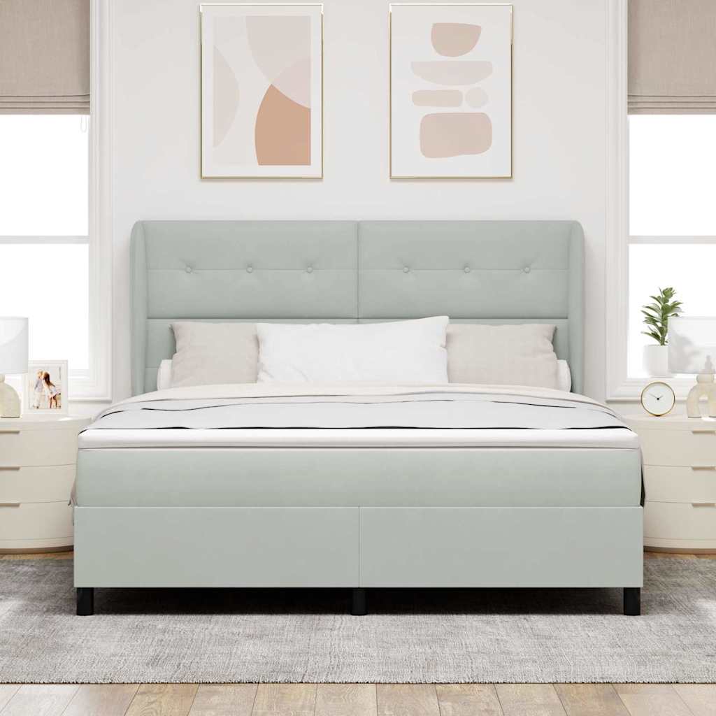 Box spring seng med madras Lysegrå 200 x 180 cm Fløjl