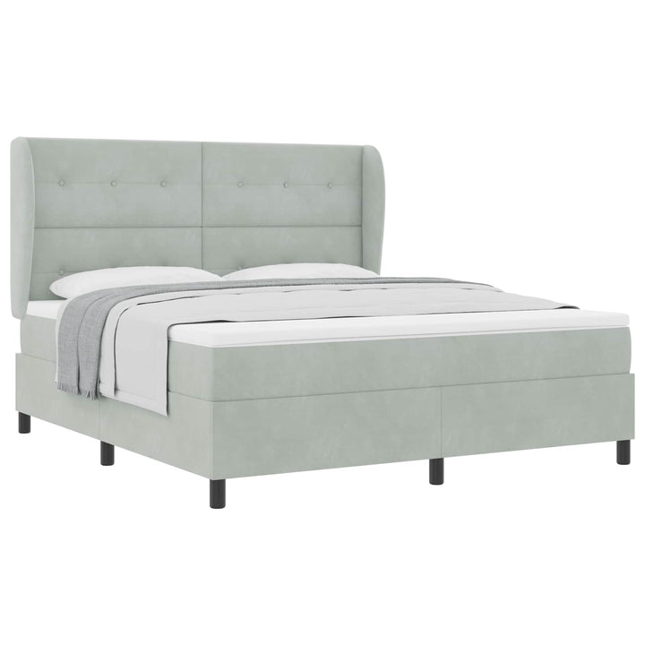 Box spring seng med madras Lysegrå 200 x 180 cm Fløjl