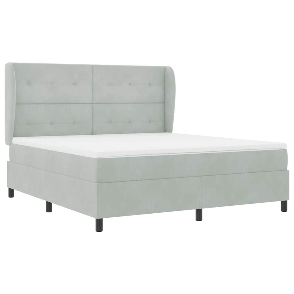 Box spring seng med madras Lysegrå 200 x 180 cm Fløjl