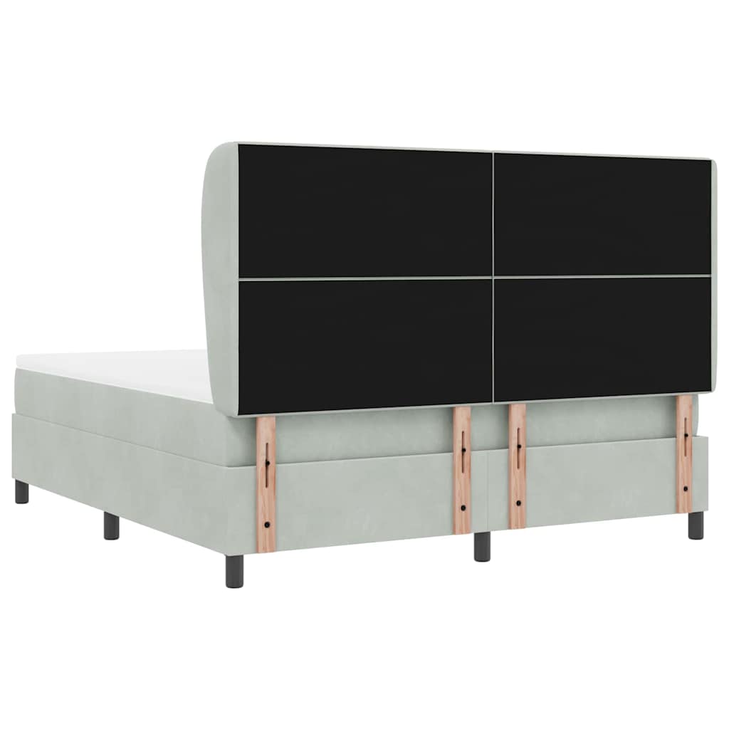 Box spring seng med madras Lysegrå 200 x 180 cm Fløjl