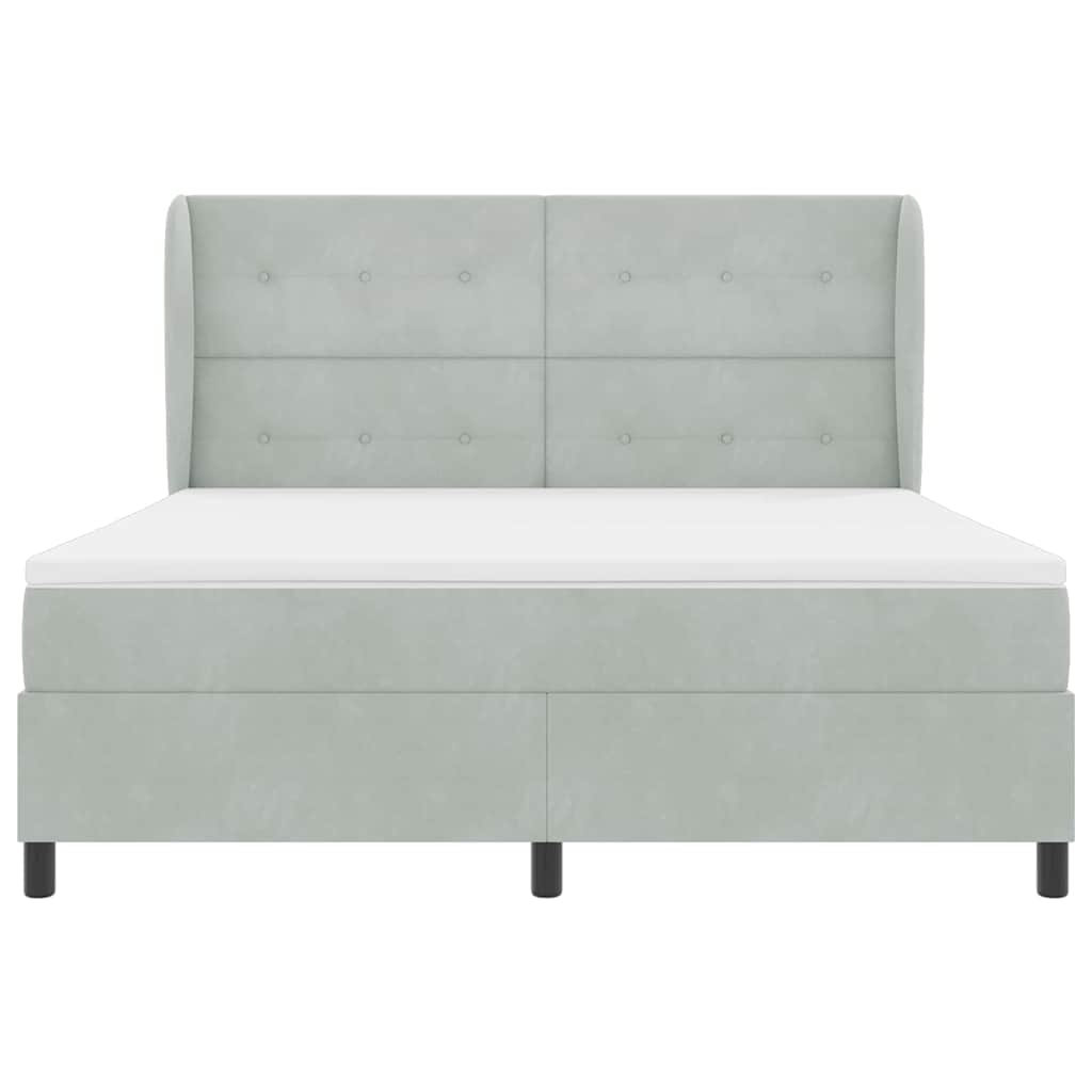 Box spring seng med madras Lysegrå 200 x 180 cm Fløjl