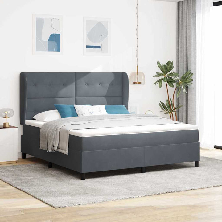 Box spring seng med madras Mørkegrå 200 x 180 cm Fløjl