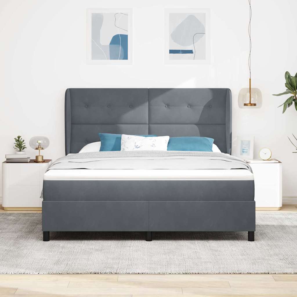Box spring seng med madras Mørkegrå 200 x 180 cm Fløjl