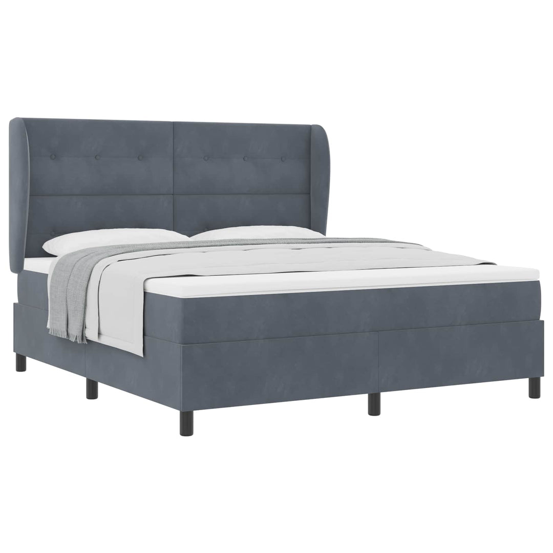 Box spring seng med madras Mørkegrå 200 x 180 cm Fløjl
