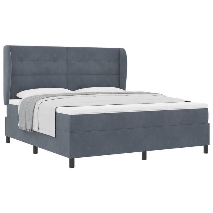 Box spring seng med madras Mørkegrå 200 x 180 cm Fløjl