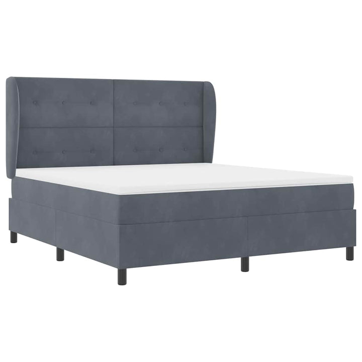 Box spring seng med madras Mørkegrå 200 x 180 cm Fløjl