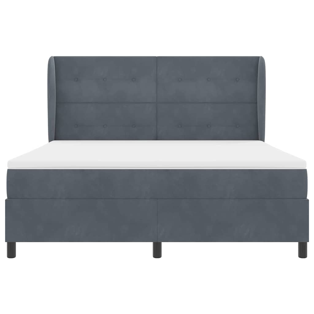 Box spring seng med madras Mørkegrå 200 x 180 cm Fløjl