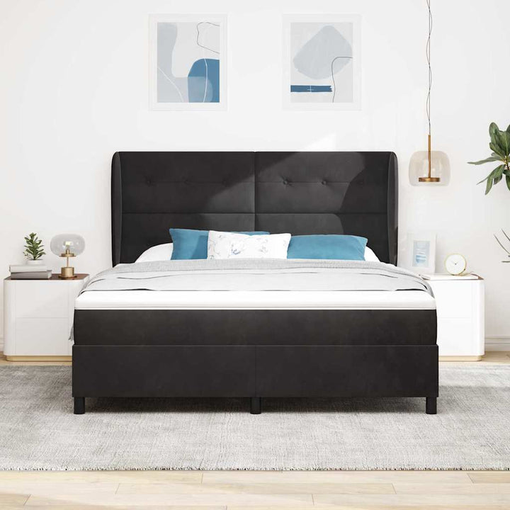 Box spring seng med madras Sort 200 x 180 cm Fløjl