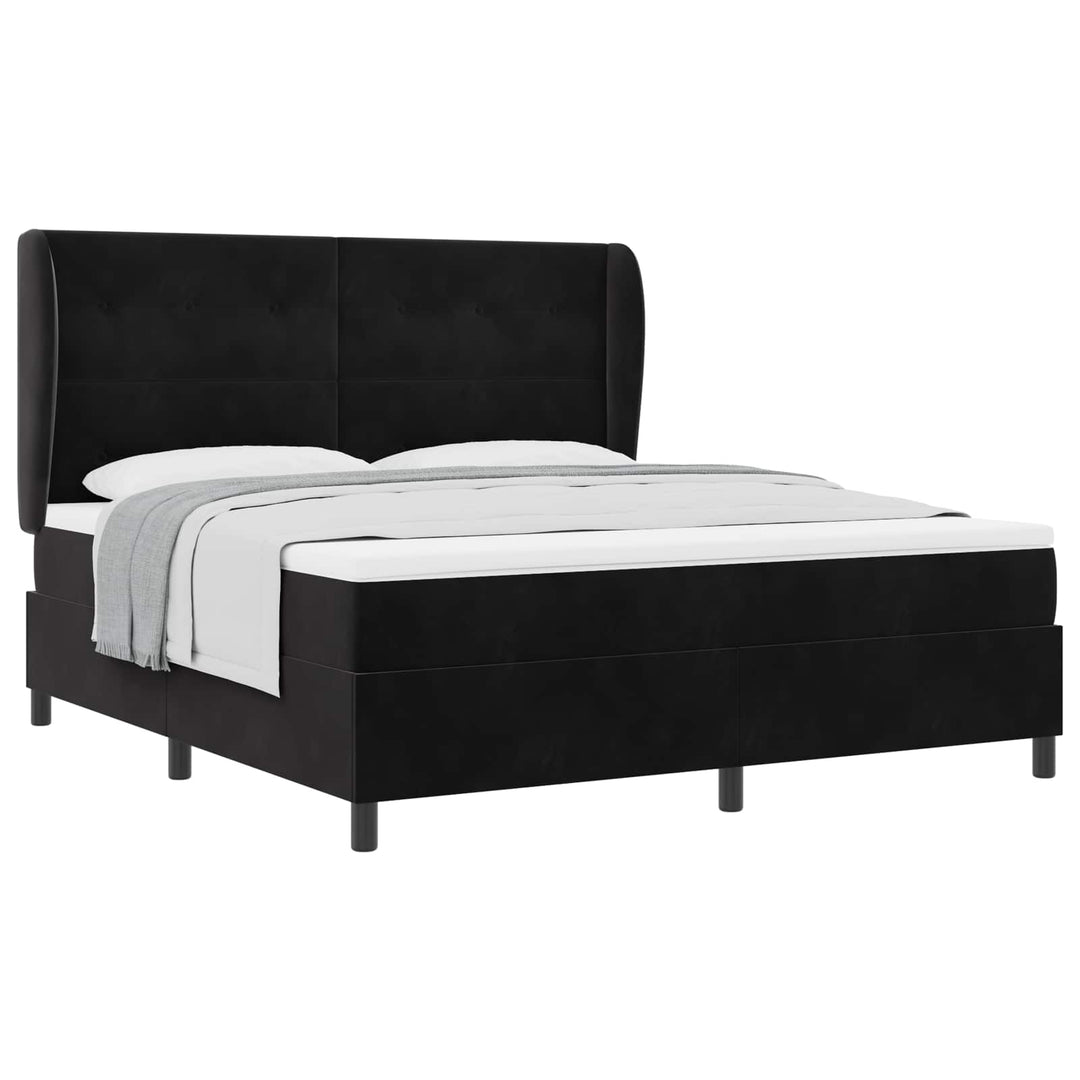 Box spring seng med madras Sort 200 x 180 cm Fløjl