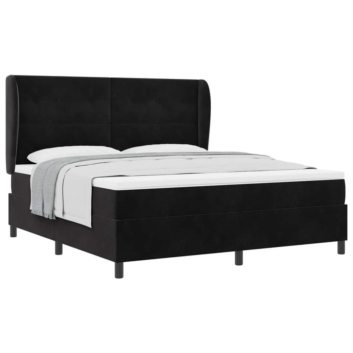 Box spring seng med madras Sort 200 x 180 cm Fløjl