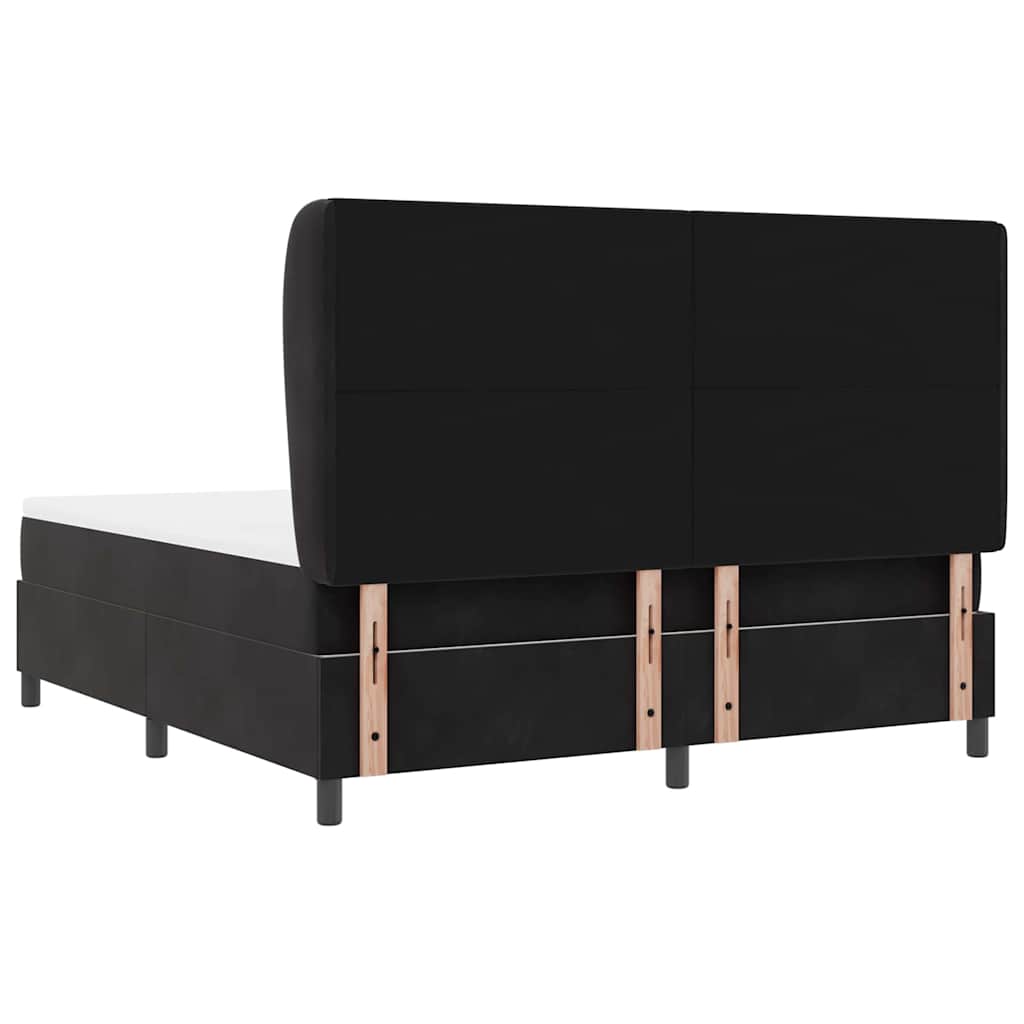 Box spring seng med madras Sort 200 x 180 cm Fløjl