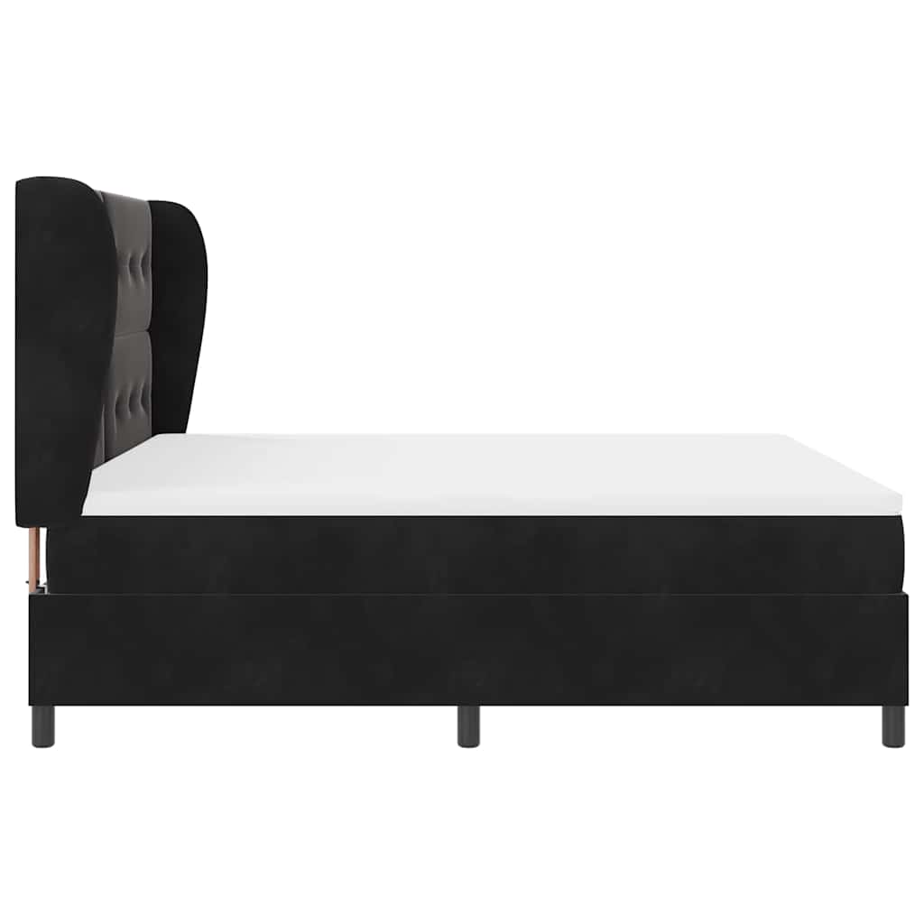 Box spring seng med madras Sort 200 x 180 cm Fløjl