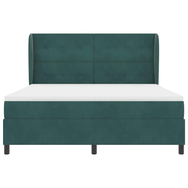 Box spring seng med hovedgærde Mørkegrøn 200 x 180 cm Fløjl