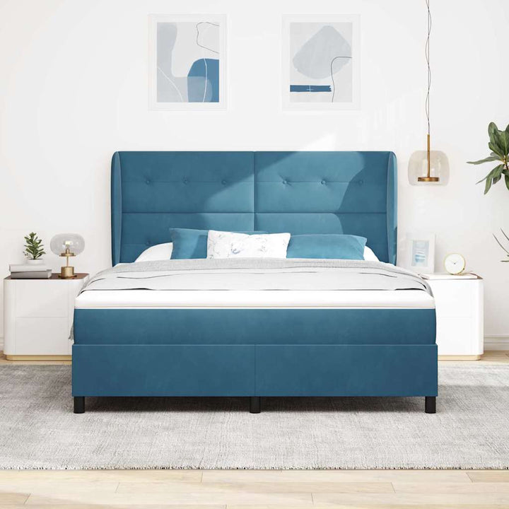 Box spring seng med madras Mørk blå 200 x 180 cm Fløjl