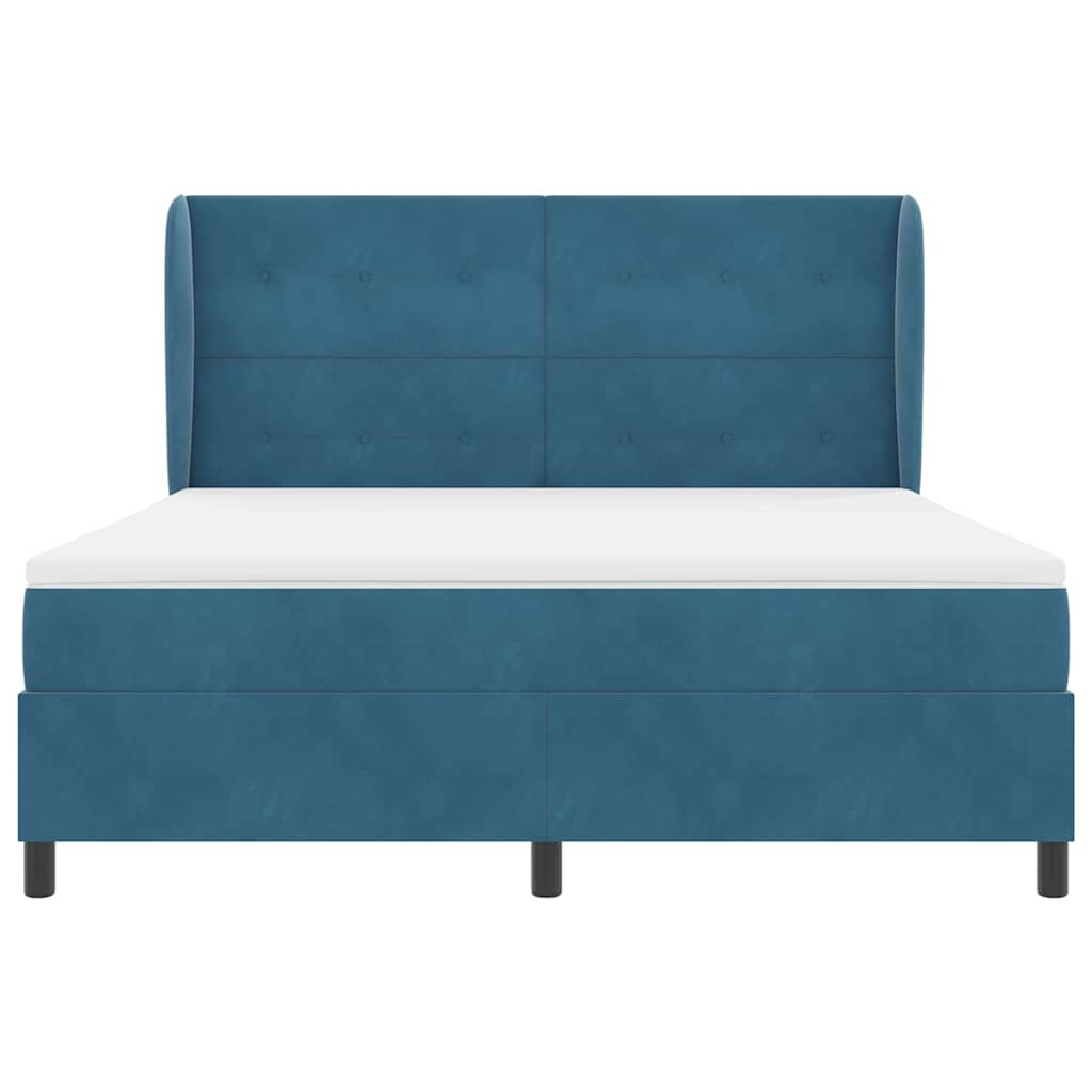 Box spring seng med madras Mørk blå 200 x 180 cm Fløjl