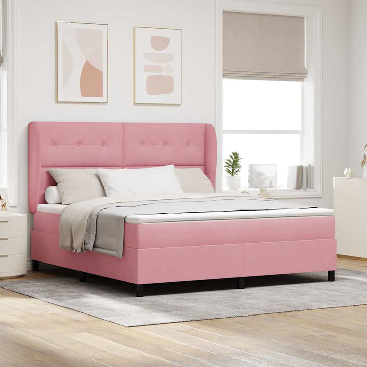 Box spring seng med madras Lyserød 200 x 180 cm Fløjl