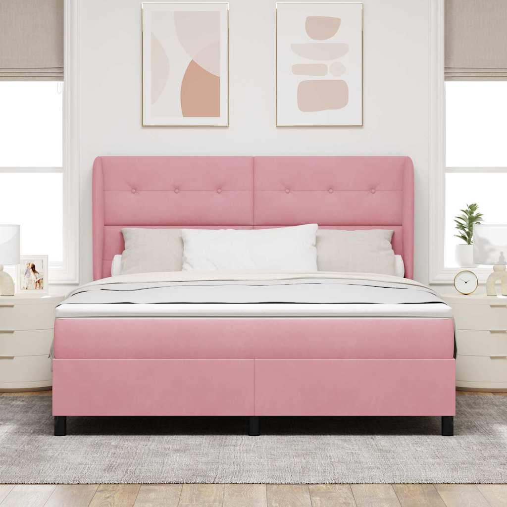 Box spring seng med madras Lyserød 200 x 180 cm Fløjl