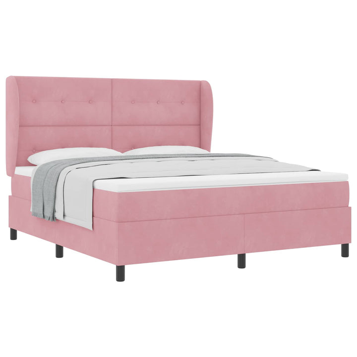 Box spring seng med madras Lyserød 200 x 180 cm Fløjl