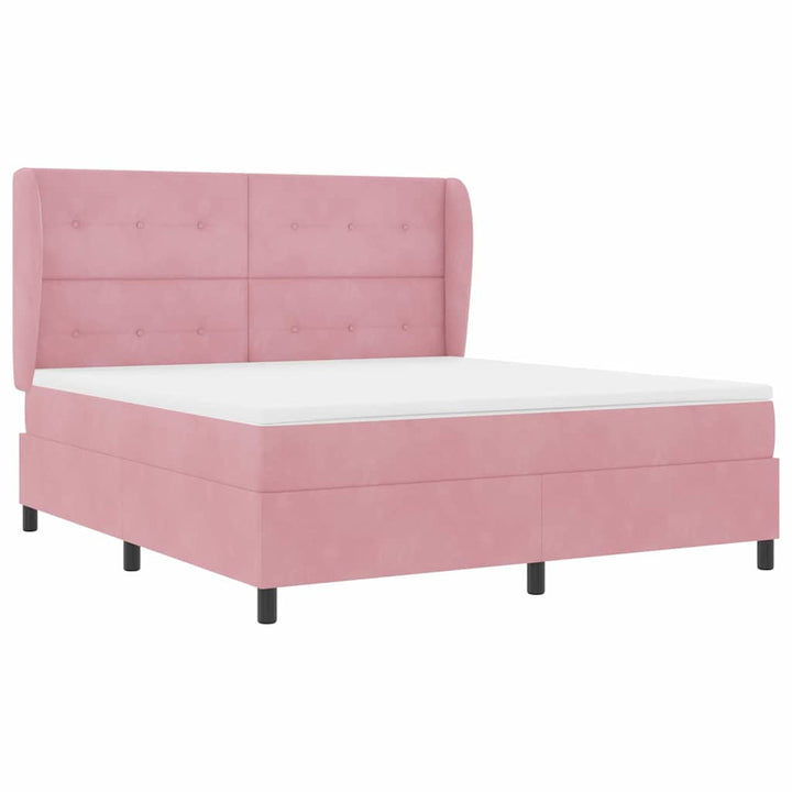 Box spring seng med madras Lyserød 200 x 180 cm Fløjl