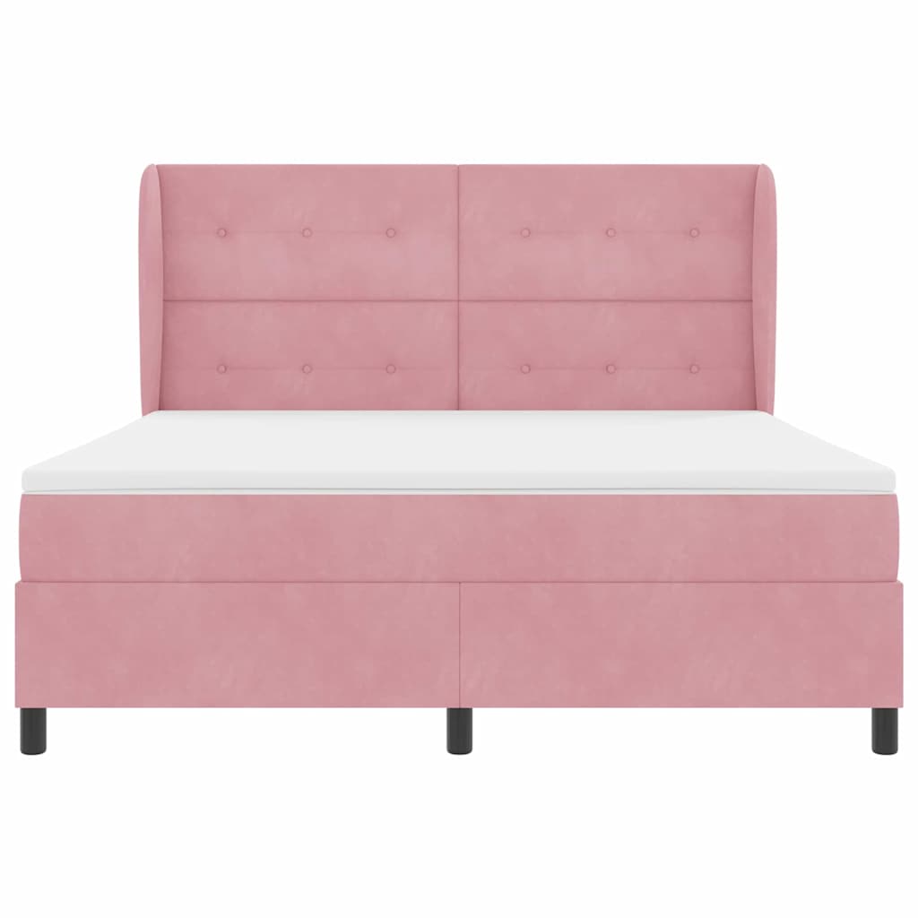 Box spring seng med madras Lyserød 200 x 180 cm Fløjl