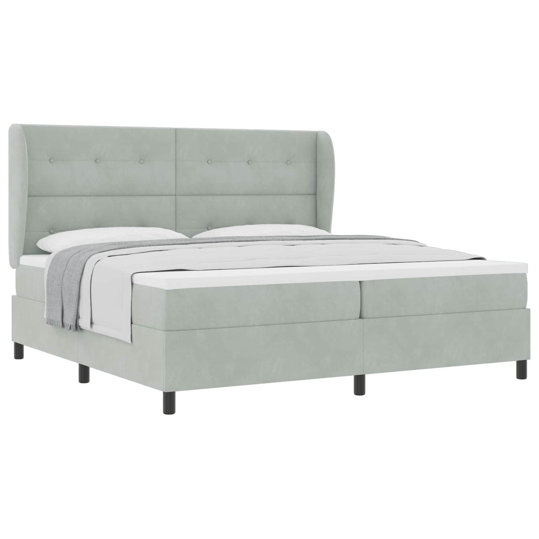 Box spring seng med madras Lysegrå 200 x 200 cm Fløjl