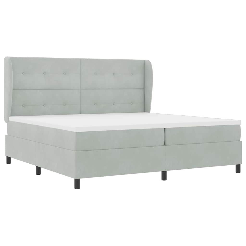 Box spring seng med madras Lysegrå 200 x 200 cm Fløjl