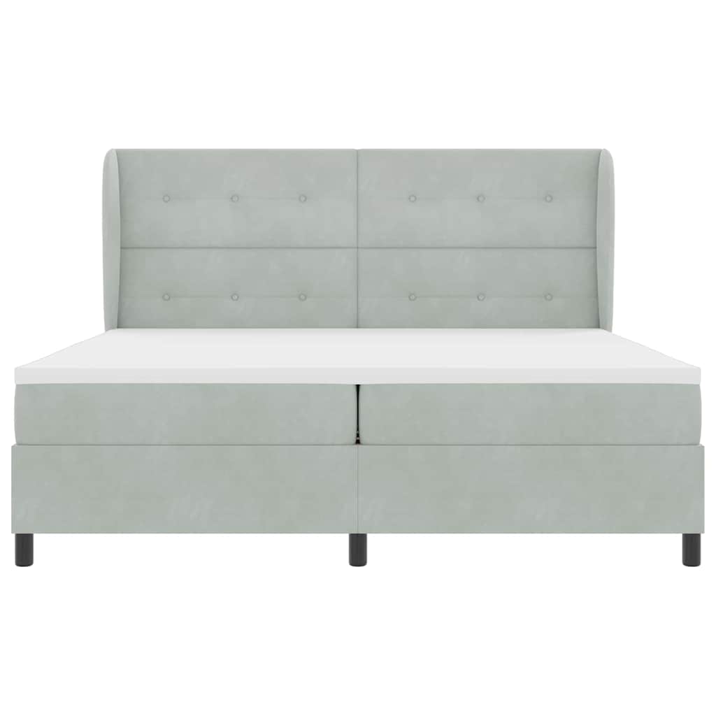 Box spring seng med madras Lysegrå 200 x 200 cm Fløjl