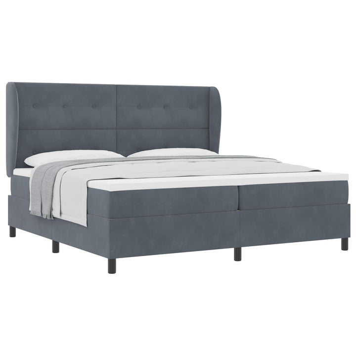 Box spring seng med madras Mørkegrå 200 x 200 cm Fløjl