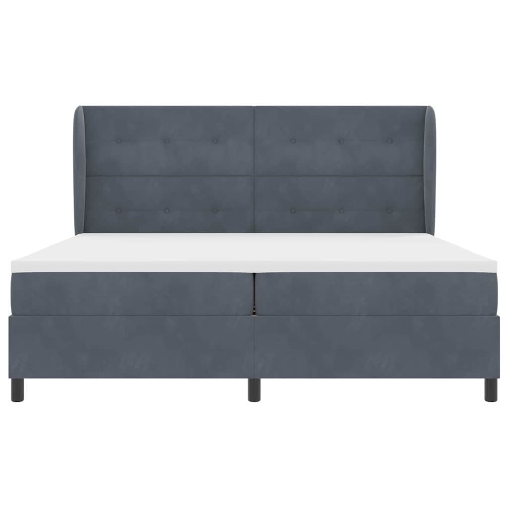 Box spring seng med madras Mørkegrå 200 x 200 cm Fløjl