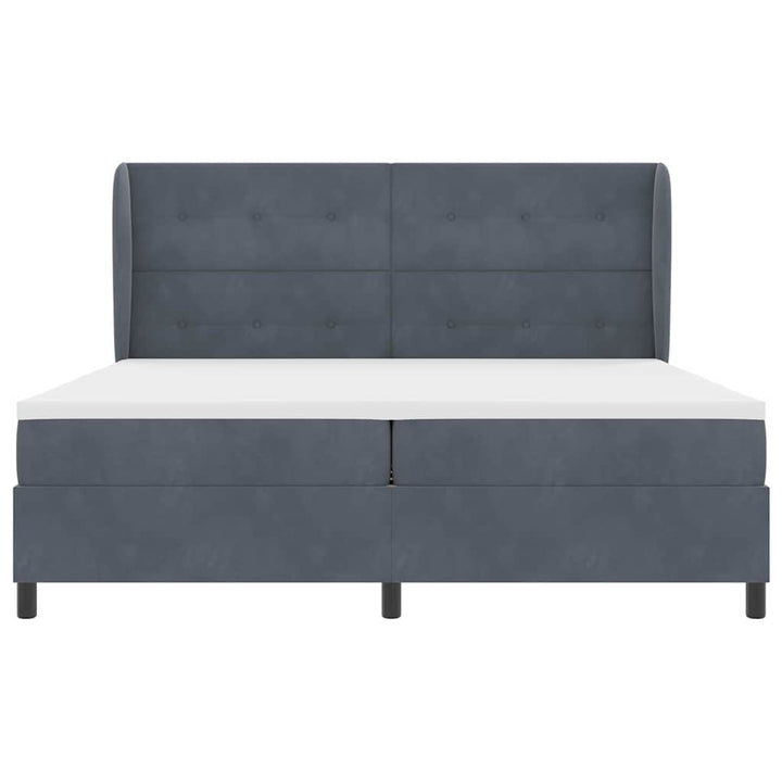 Box spring seng med madras Mørkegrå 200 x 200 cm Fløjl