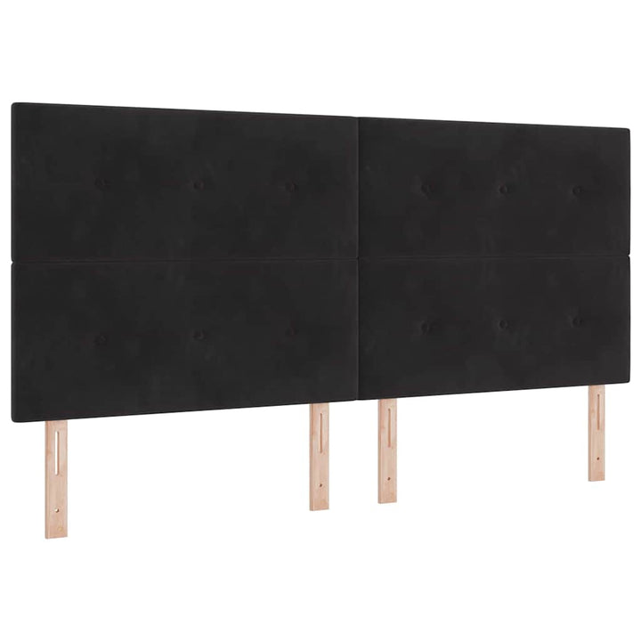 Box spring seng med madras Sort 200 x 200 cm Fløjl