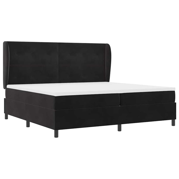 Box spring seng med madras Sort 200 x 200 cm Fløjl