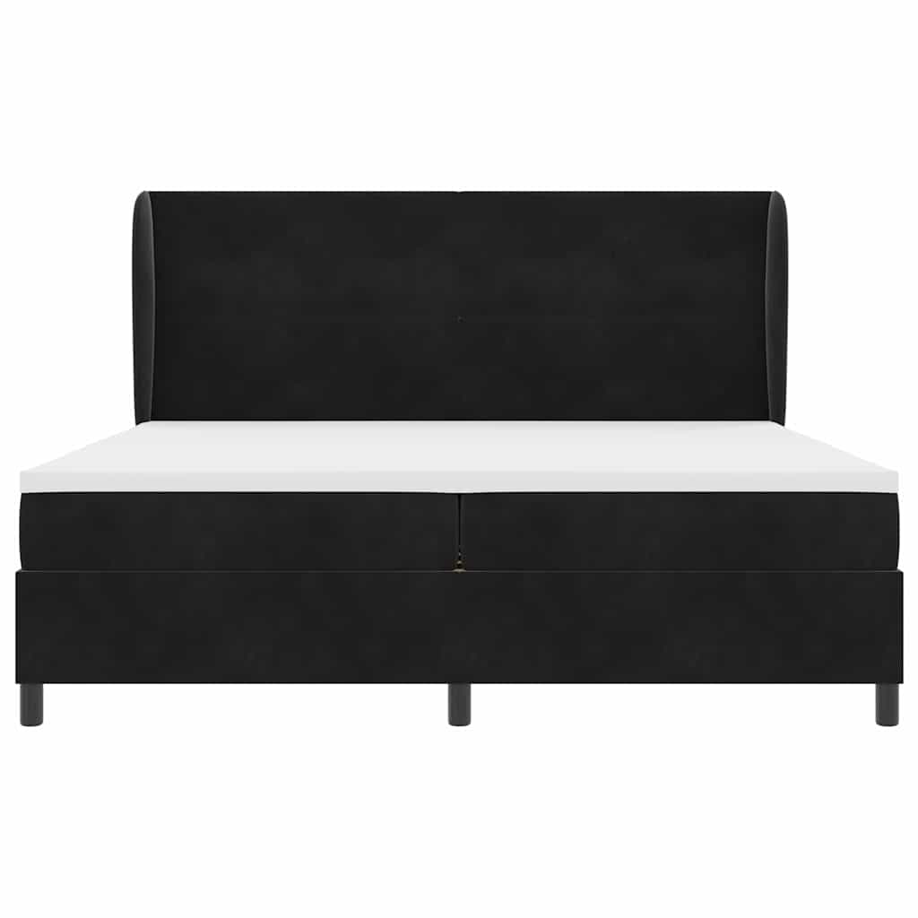 Box spring seng med madras Sort 200 x 200 cm Fløjl
