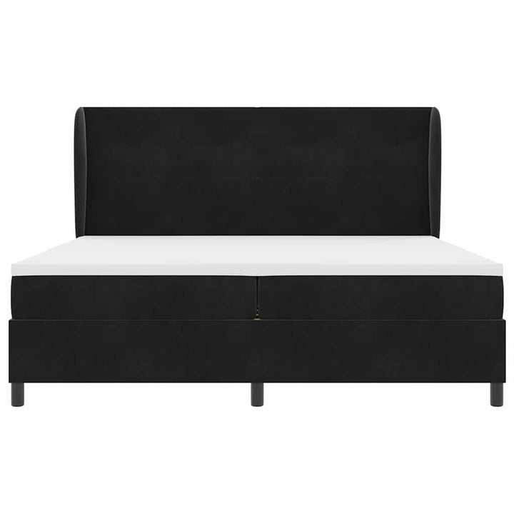 Box spring seng med madras Sort 200 x 200 cm Fløjl