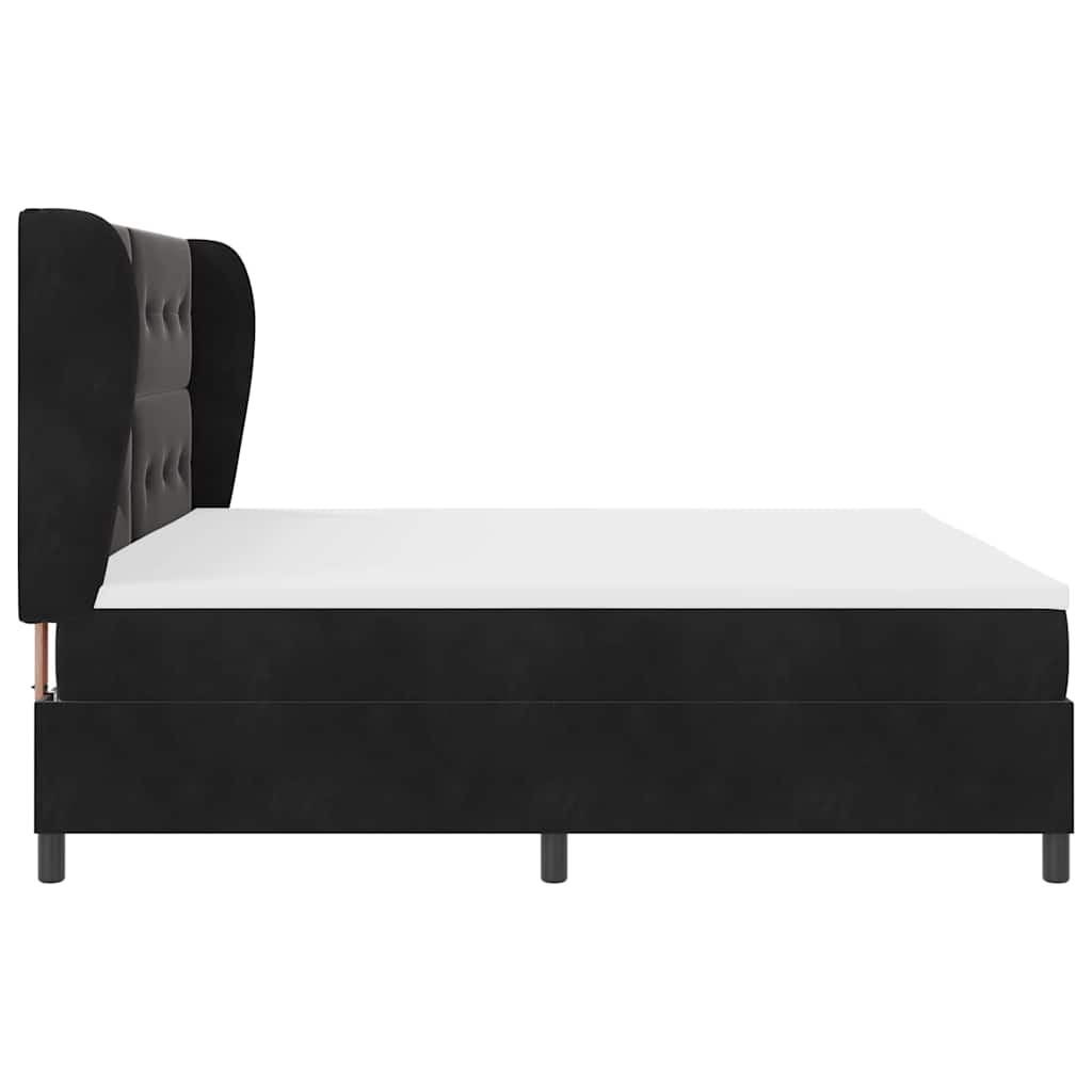 Box spring seng med madras Sort 200 x 200 cm Fløjl