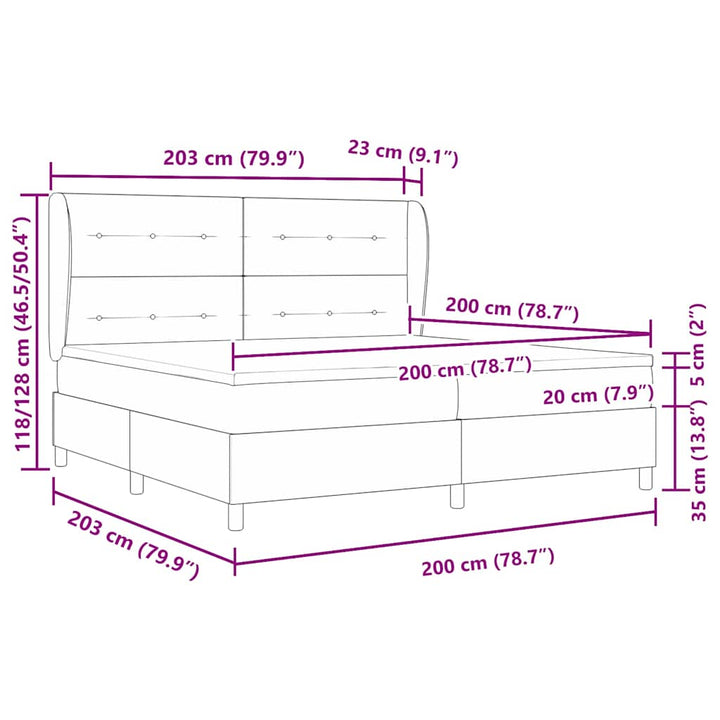 Box spring seng med madras Sort 200 x 200 cm Fløjl
