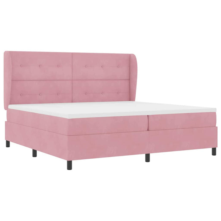 Box spring seng med madras Lyserød 200 x 200 cm Fløjl
